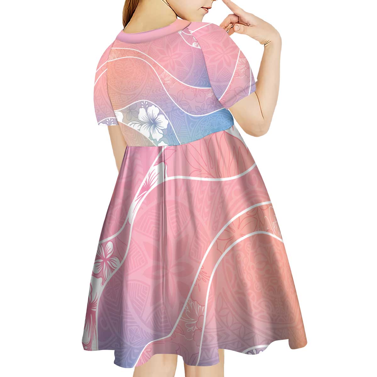 Aloha Hawaii Floral Tapa Kid Short Sleeve Dress Patchwork Pastel Candy LT7 - Polynesian Pride