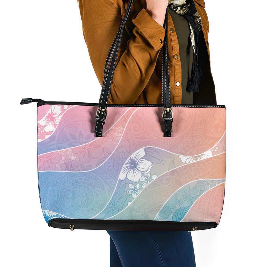 Aloha Hawaii Floral Tapa Leather Tote Bag Patchwork Pastel Candy - Polynesian Pride