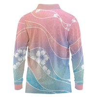 Aloha Hawaii Floral Tapa Long Sleeve Polo Shirt Patchwork Pastel Candy LT7 - Polynesian Pride