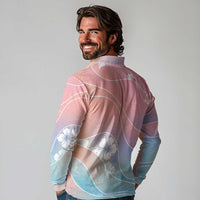 Aloha Hawaii Floral Tapa Long Sleeve Polo Shirt Patchwork Pastel Candy LT7 - Polynesian Pride