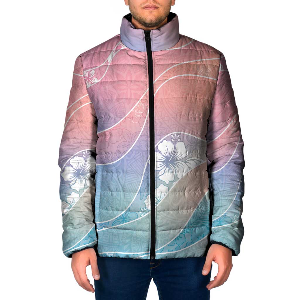 Aloha Hawaii Floral Tapa Padded Jacket Patchwork Pastel Candy LT7 Men Pastel - Polynesian Pride