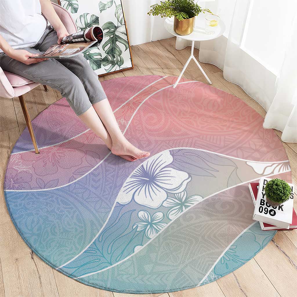 Aloha Hawaii Floral Tapa Round Carpet Patchwork Pastel Candy - Polynesian Pride
