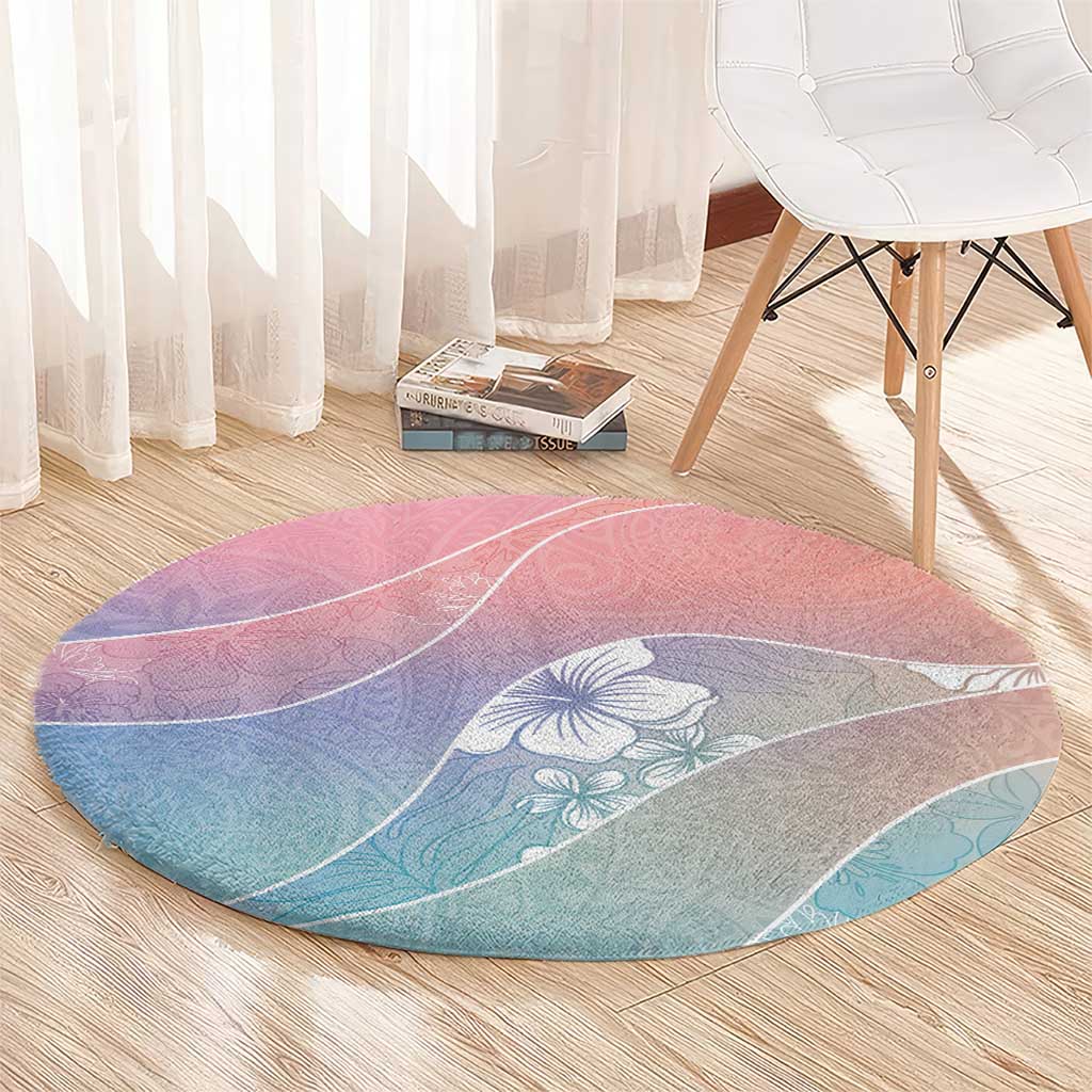 Aloha Hawaii Floral Tapa Round Carpet Patchwork Pastel Candy - Polynesian Pride