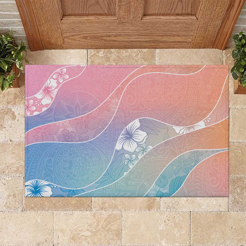 Aloha Hawaii Floral Tapa Rubber Doormat Patchwork Pastel Candy LT7 Pastel - Polynesian Pride