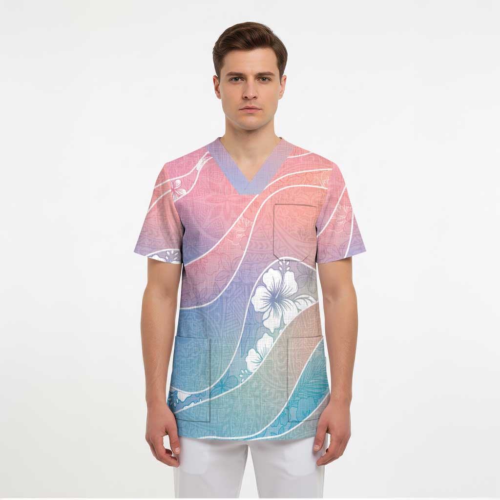 Aloha Hawaii Floral Tapa Scrub Top Patchwork Pastel Candy LT7 - Polynesian Pride