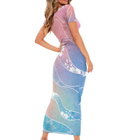 Aloha Hawaii Floral Tapa Short Sleeve Bodycon Dress Patchwork Pastel Candy LT7 - Polynesian Pride