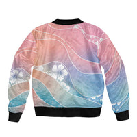Aloha Hawaii Floral Tapa Sleeve Zip Bomber Jacket Patchwork Pastel Candy - Polynesian Pride