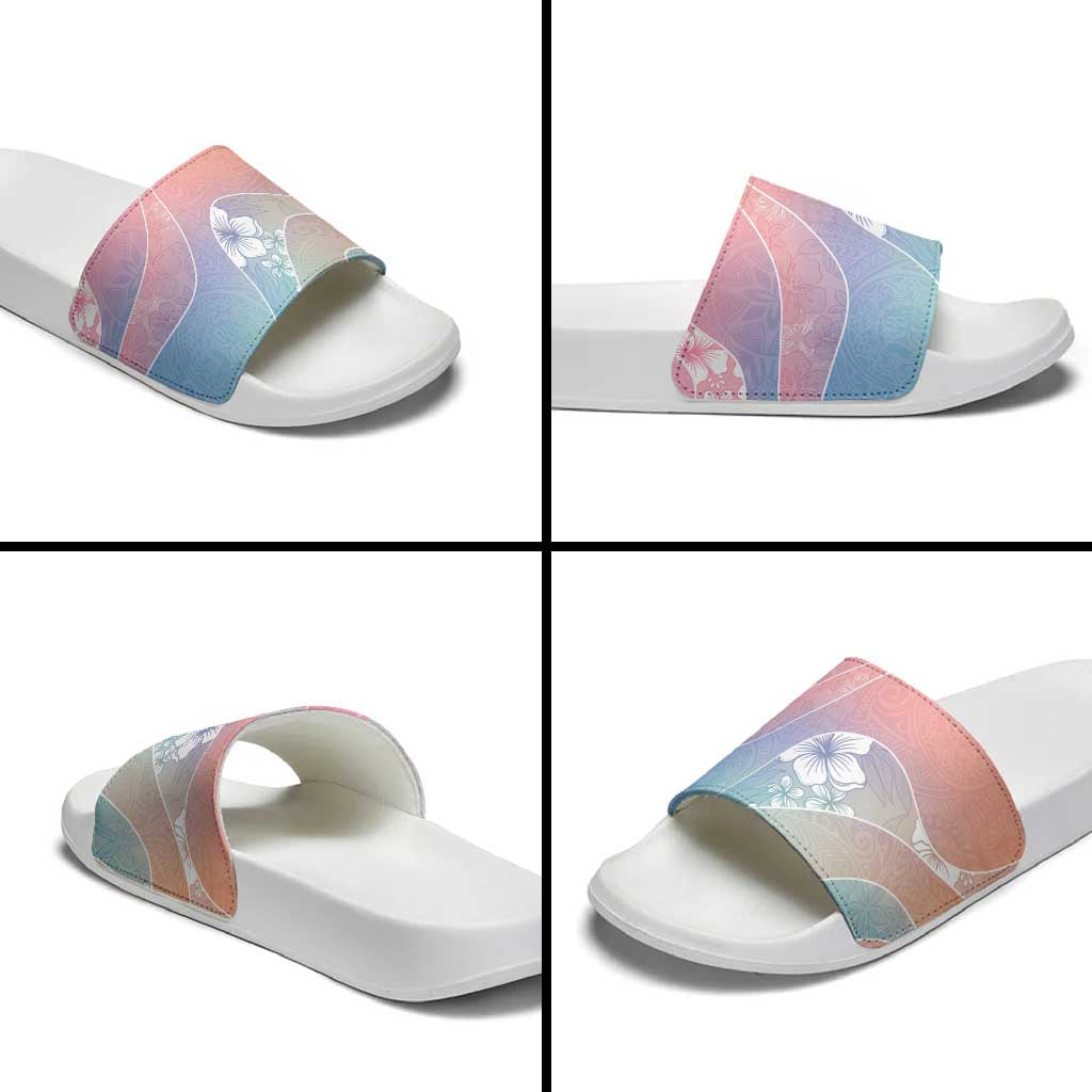 Aloha Hawaii Floral Tapa Slide Sandals Patchwork Pastel Candy - Polynesian Pride
