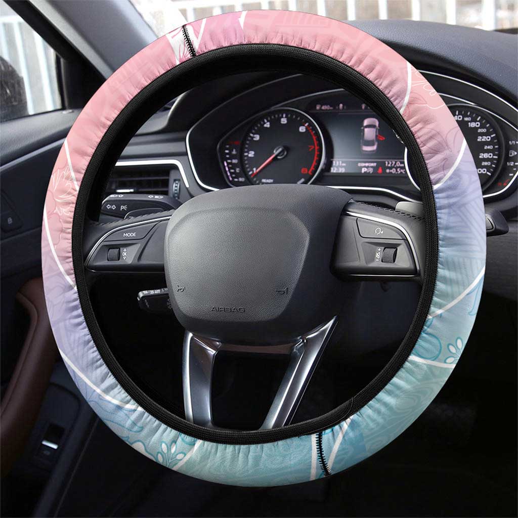 Aloha Hawaii Floral Tapa Steering Wheel Cover Patchwork Pastel Candy - Polynesian Pride