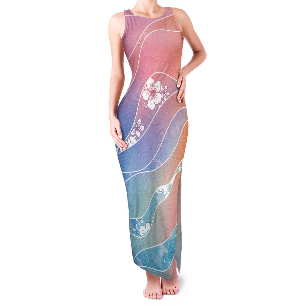 Aloha Hawaii Floral Tapa Tank Maxi Dress Patchwork Pastel Candy LT7 Women Pastel - Polynesian Pride