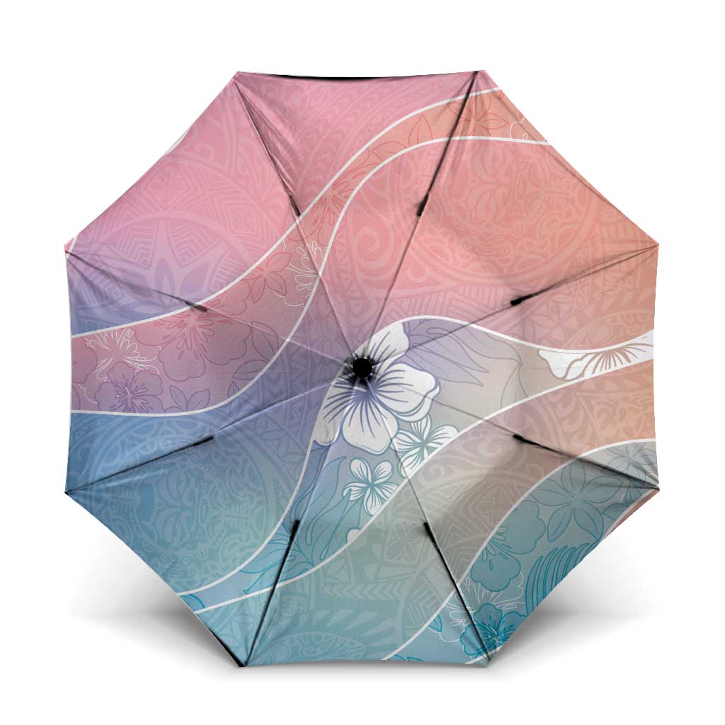 Aloha Hawaii Floral Tapa Umbrella Patchwork Pastel Candy LT7 One Size Folded 11.42 inch Opened Diameter 37.4 inch Pastel - Polynesian Pride
