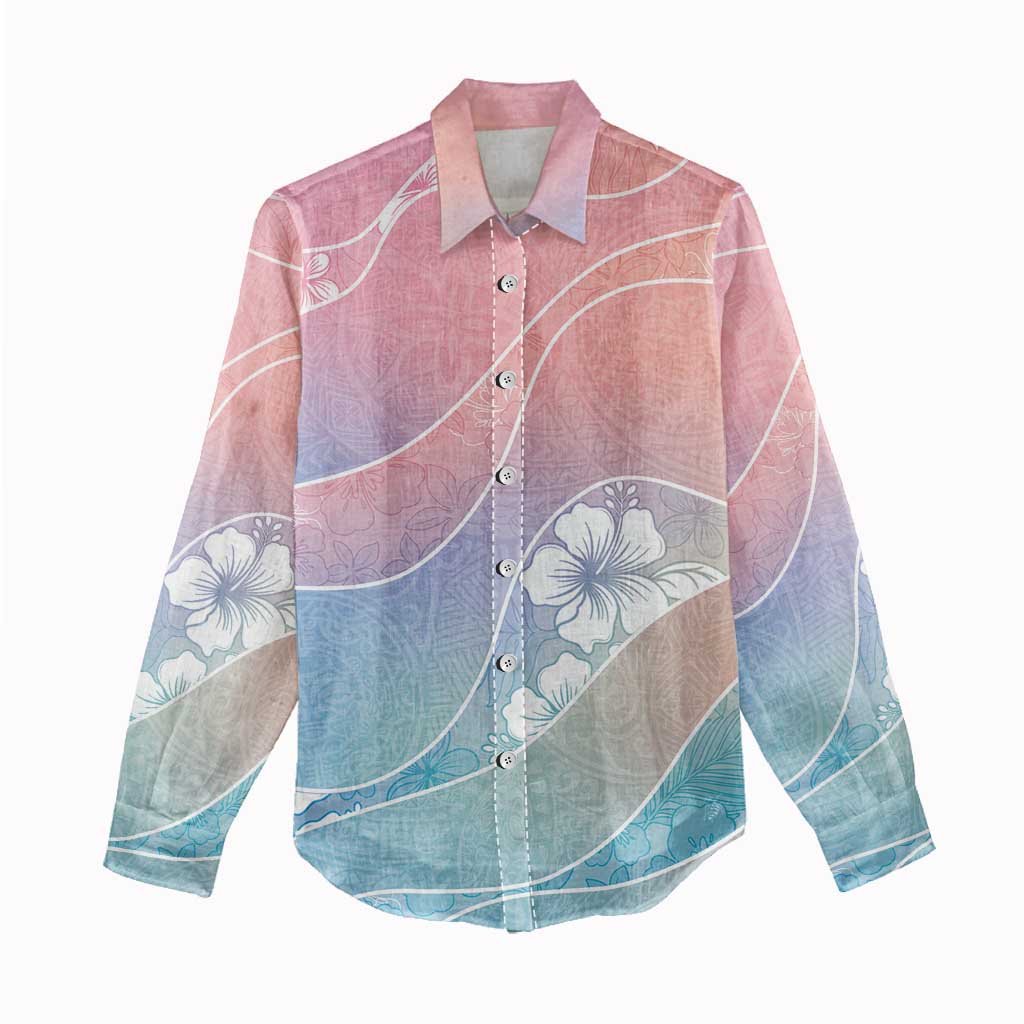 Aloha Hawaii Floral Tapa Women Casual Shirt Patchwork Pastel Candy - Polynesian Pride