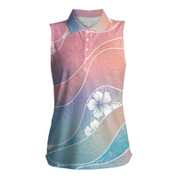 Aloha Hawaii Floral Tapa Women Sleeveless Polo Shirt Patchwork Pastel Candy LT7 Female Pastel - Polynesian Pride