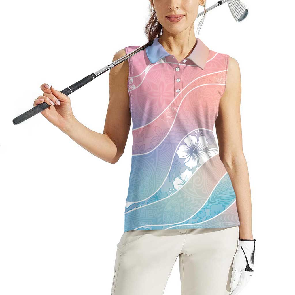 Aloha Hawaii Floral Tapa Women Sleeveless Polo Shirt Patchwork Pastel Candy LT7 - Polynesian Pride
