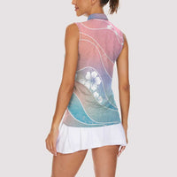 Aloha Hawaii Floral Tapa Women Sleeveless Polo Shirt Patchwork Pastel Candy LT7 - Polynesian Pride
