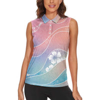 Aloha Hawaii Floral Tapa Women Sleeveless Polo Shirt Patchwork Pastel Candy LT7 - Polynesian Pride