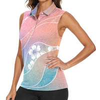 Aloha Hawaii Floral Tapa Women Sleeveless Polo Shirt Patchwork Pastel Candy LT7 - Polynesian Pride