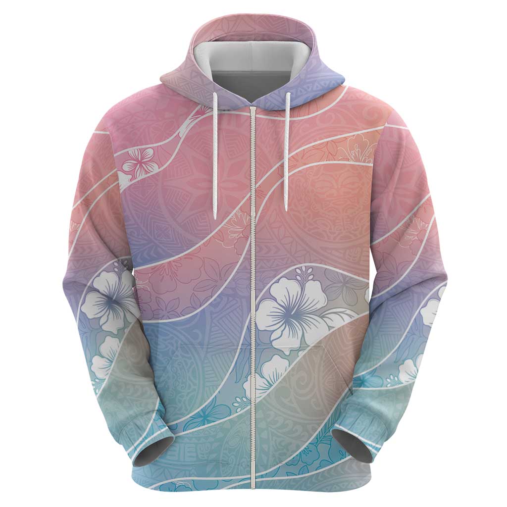 Aloha Hawaii Floral Tapa Zip Hoodie Patchwork Pastel Candy LT7 - Polynesian Pride