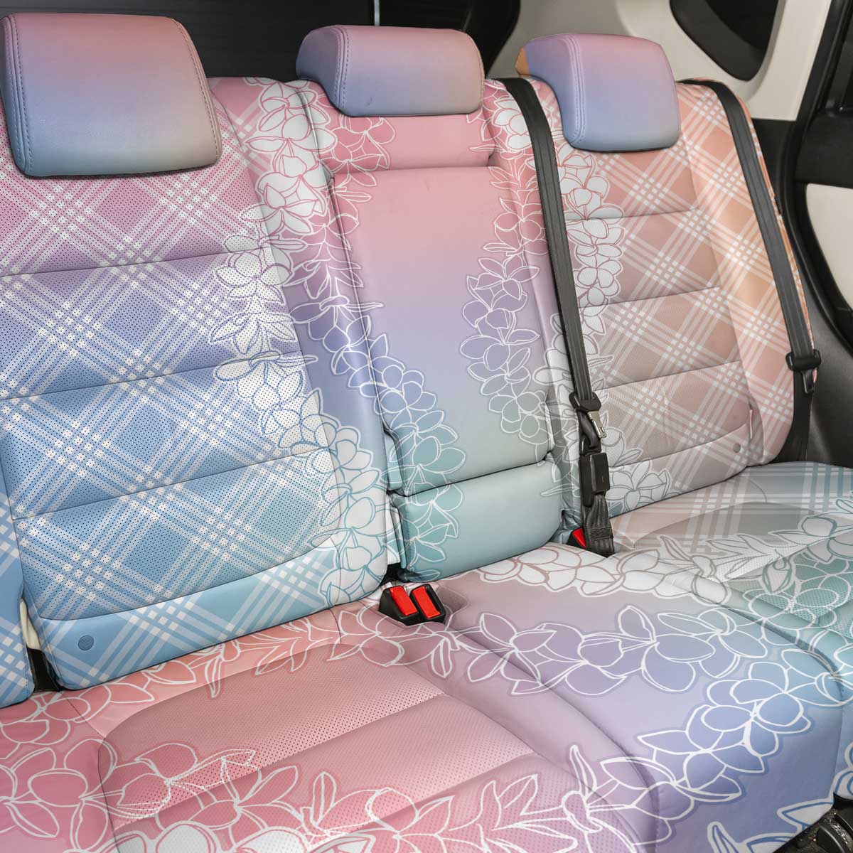 Hawaii Aloha Plumeria Lei Pastel Candy Palaka Back Car Seat Cover LT7 - Polynesian Pride