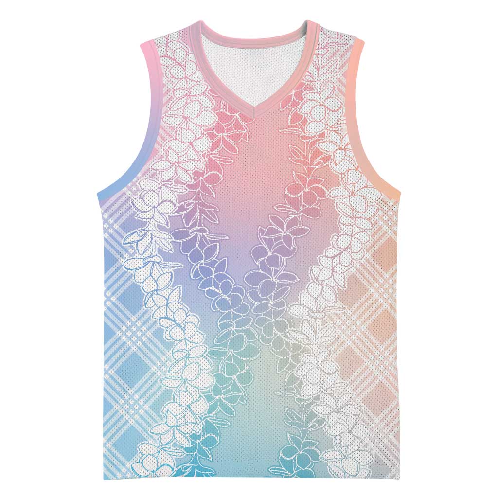 Hawaii Aloha Plumeria Lei Pastel Candy Palaka Basketball Jersey LT7 Unisex Pastel - Polynesian Pride