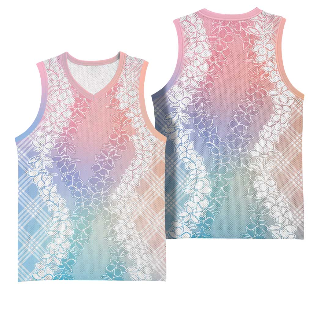 Hawaii Aloha Plumeria Lei Pastel Candy Palaka Basketball Jersey LT7 - Polynesian Pride
