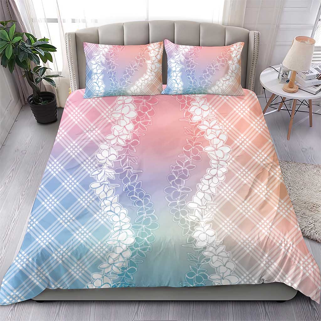 Hawaii Aloha Plumeria Lei Pastel Candy Palaka Bedding Set - Polynesian Pride