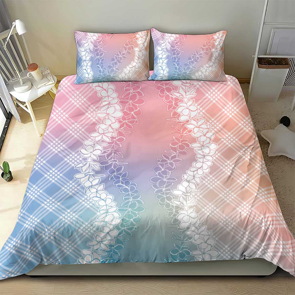 Hawaii Aloha Plumeria Lei Pastel Candy Palaka Bedding Set - Polynesian Pride