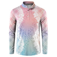 Hawaii Aloha Plumeria Lei Pastel Candy Palaka Button Sweatshirt LT7 Pastel - Polynesian Pride