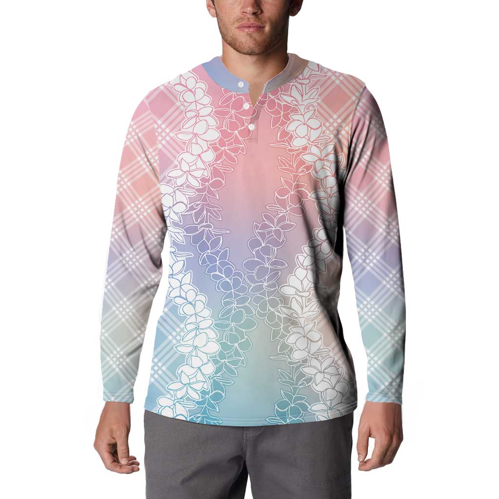Hawaii Aloha Plumeria Lei Pastel Candy Palaka Button Sweatshirt LT7 - Polynesian Pride