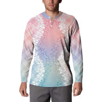Hawaii Aloha Plumeria Lei Pastel Candy Palaka Button Sweatshirt LT7 - Polynesian Pride