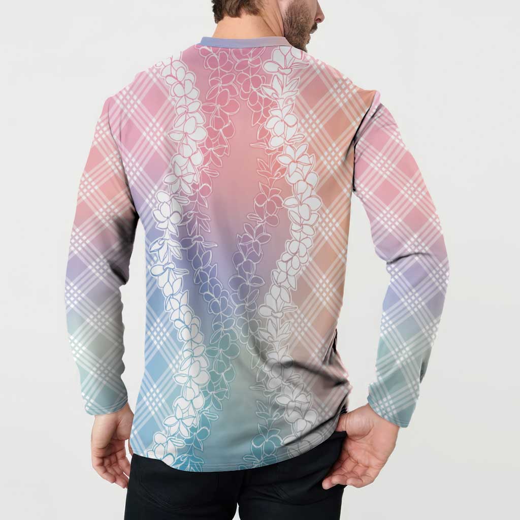 Hawaii Aloha Plumeria Lei Pastel Candy Palaka Button Sweatshirt LT7 - Polynesian Pride