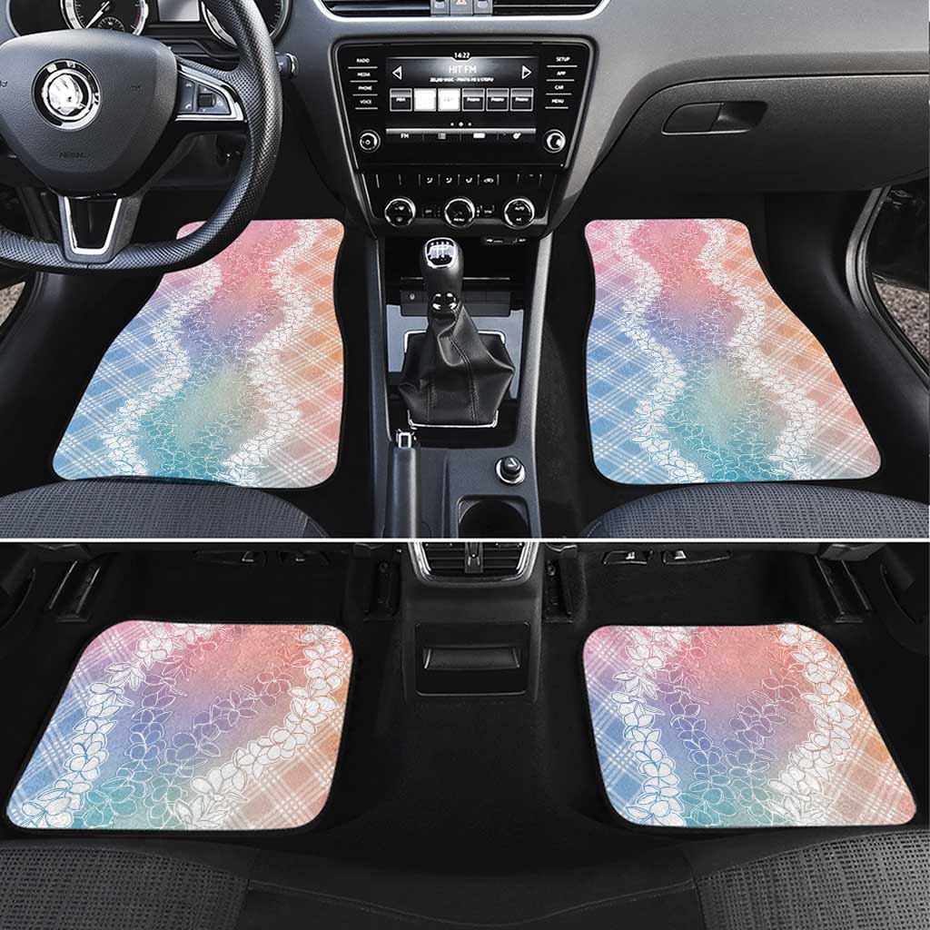 Hawaii Aloha Plumeria Lei Pastel Candy Palaka Car Mats - Polynesian Pride