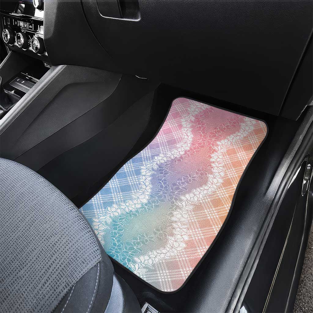 Hawaii Aloha Plumeria Lei Pastel Candy Palaka Car Mats - Polynesian Pride