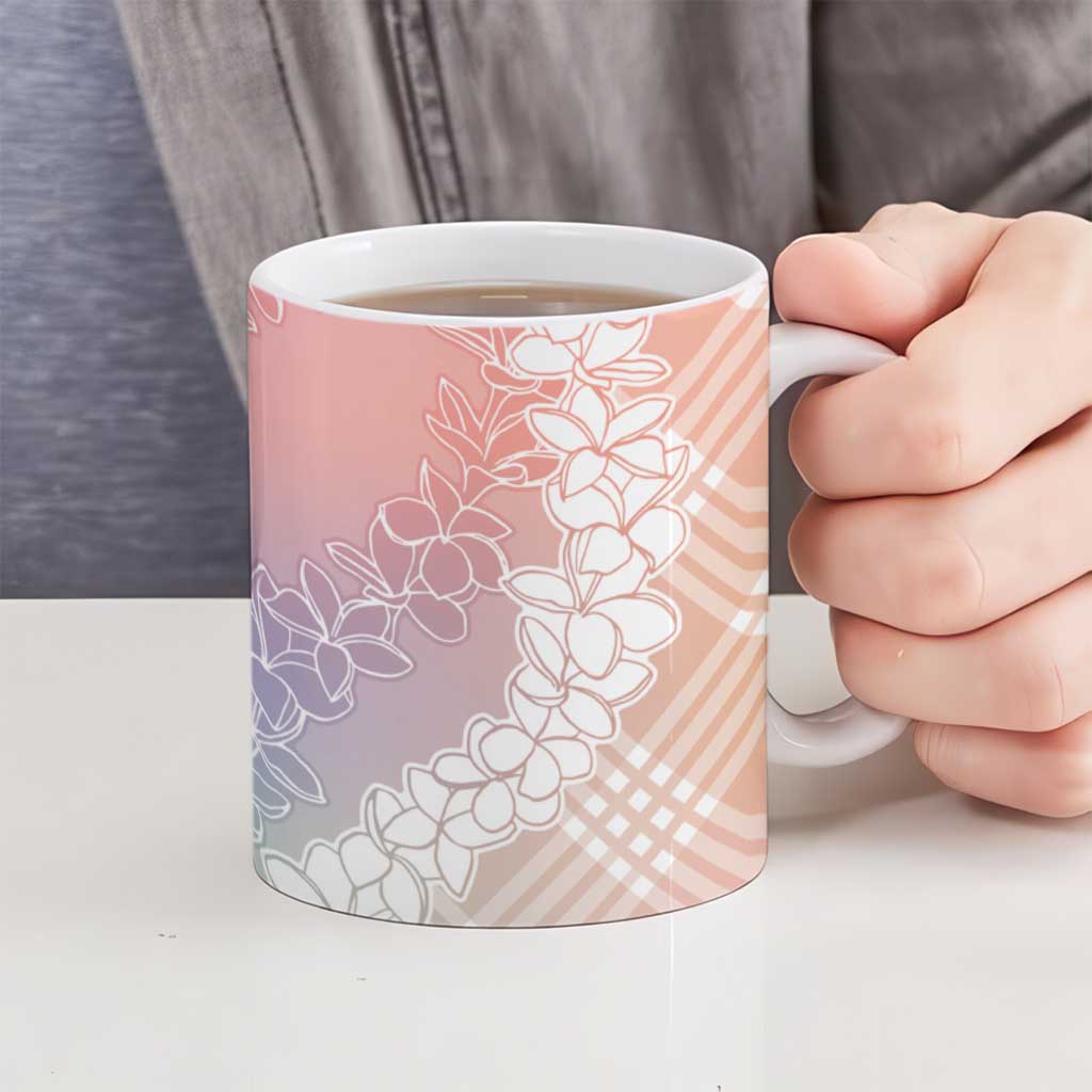 Hawaii Aloha Plumeria Lei Pastel Candy Palaka Ceramic Mug LT7 - Polynesian Pride