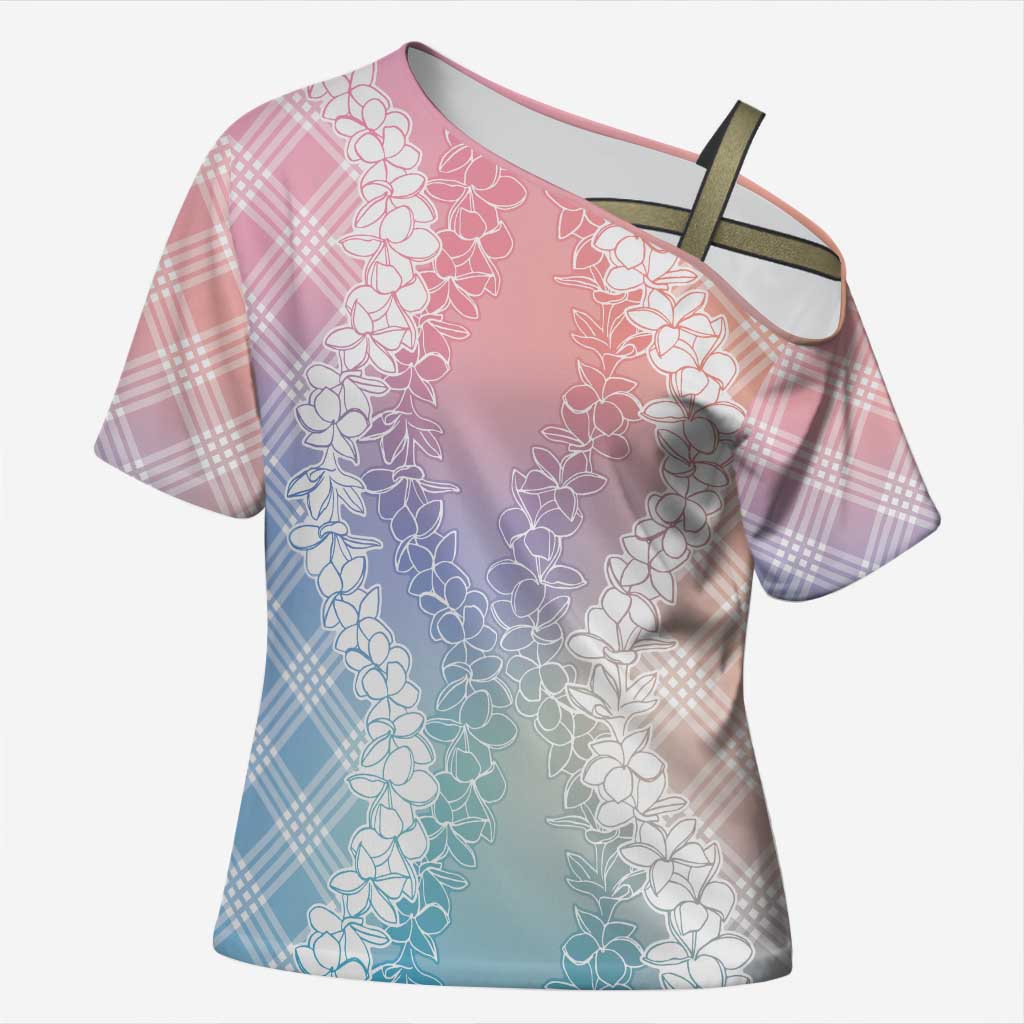 Hawaii Aloha Plumeria Lei Pastel Candy Palaka Cross Shoulder Shirt LT7 Female Pastel - Polynesian Pride