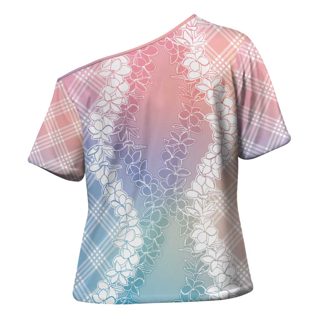 Hawaii Aloha Plumeria Lei Pastel Candy Palaka Cross Shoulder Shirt LT7 - Polynesian Pride