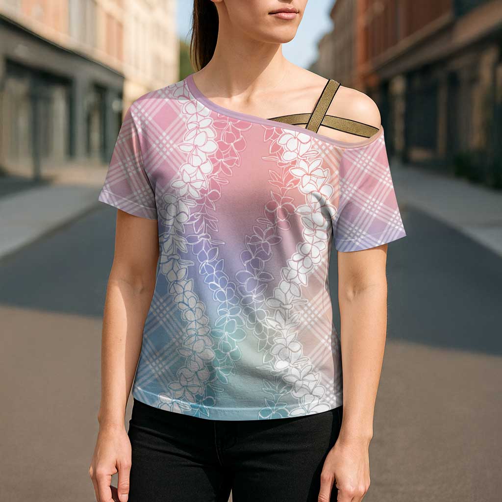 Hawaii Aloha Plumeria Lei Pastel Candy Palaka Cross Shoulder Shirt LT7 - Polynesian Pride
