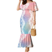 Hawaii Aloha Plumeria Lei Pastel Candy Palaka Family Matching Mermaid Dress and Hawaiian Shirt - Polynesian Pride