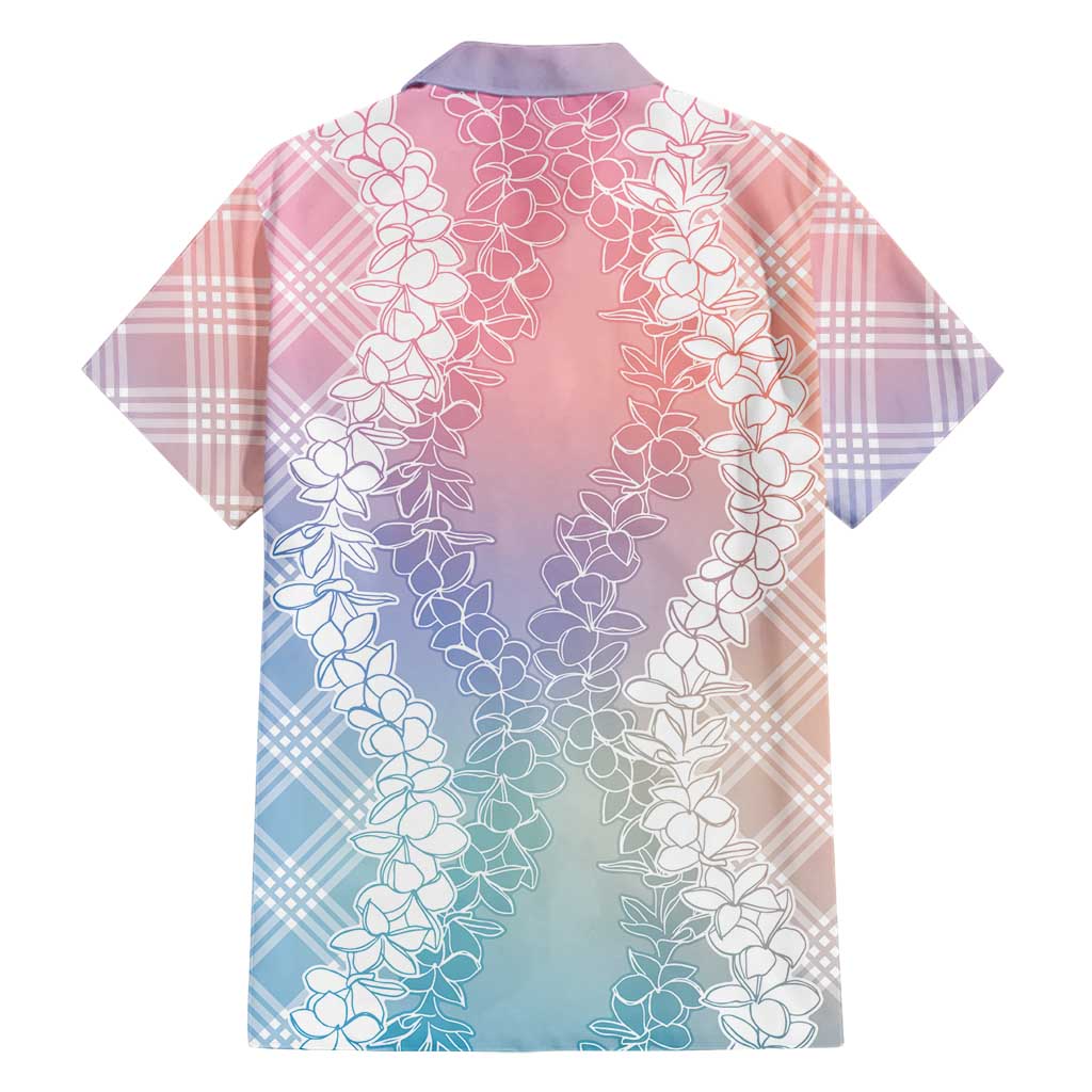 Hawaii Aloha Plumeria Lei Pastel Candy Palaka Family Matching Off The Shoulder Long Sleeve Dress and Hawaiian Shirt - Polynesian Pride
