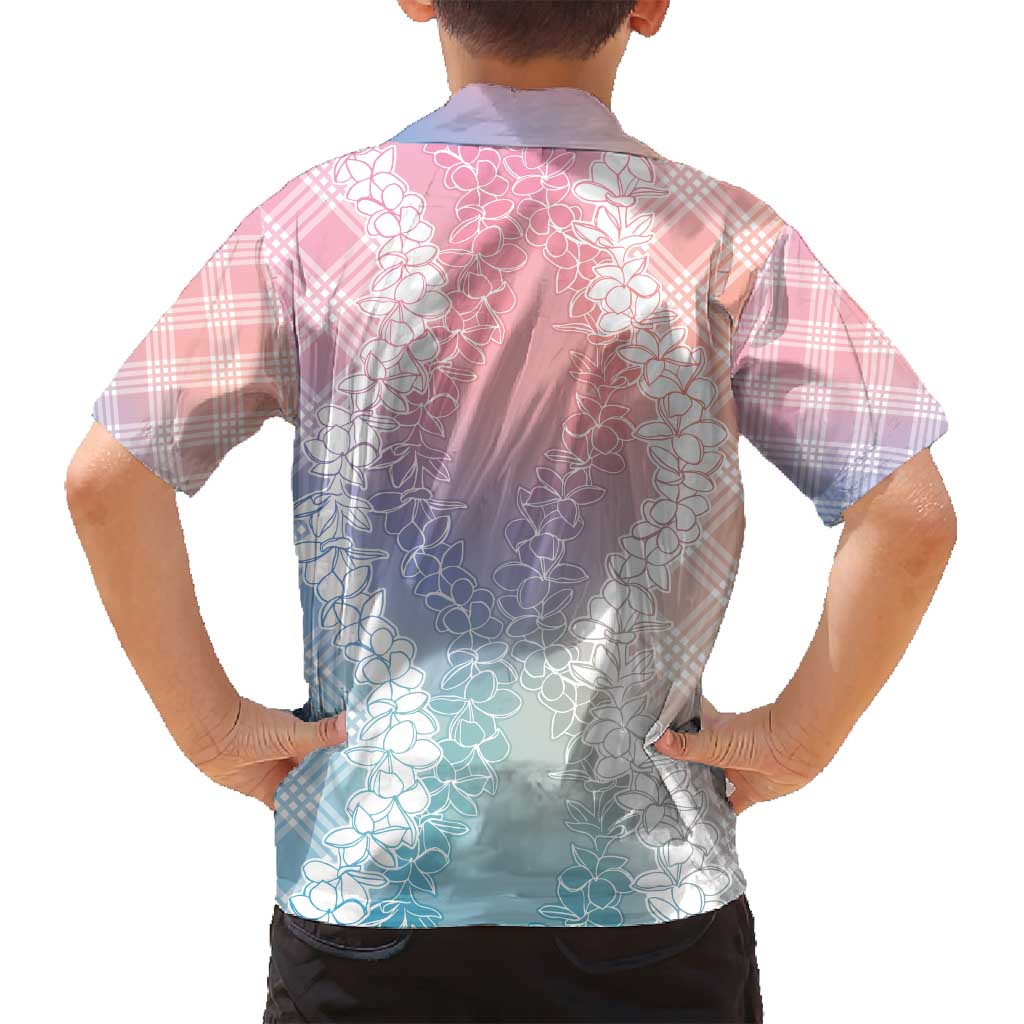 Hawaii Aloha Plumeria Lei Pastel Candy Palaka Family Matching Off Shoulder Maxi Dress and Hawaiian Shirt - Polynesian Pride