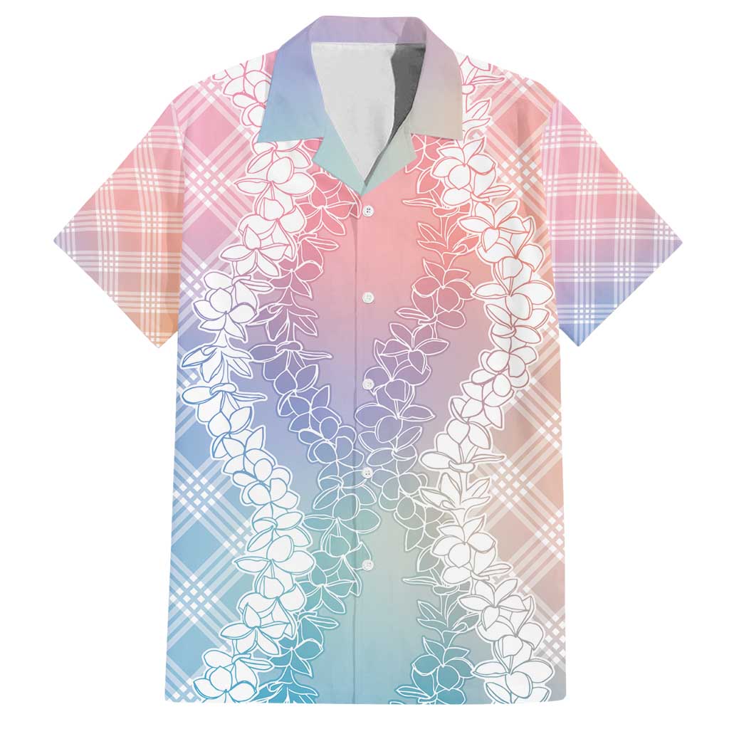 Hawaii Aloha Plumeria Lei Pastel Candy Palaka Family Matching Off Shoulder Short Dress and Hawaiian Shirt - Polynesian Pride