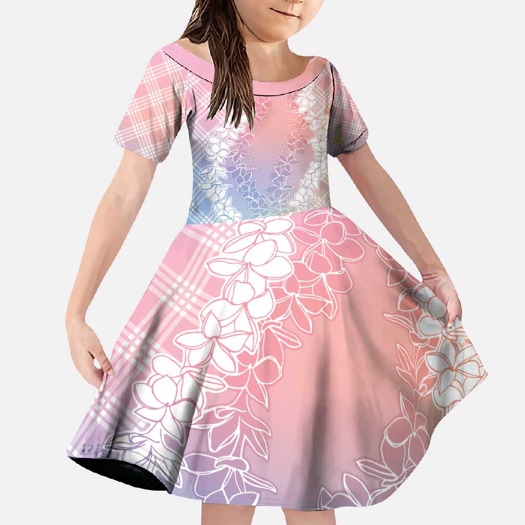 Hawaii Aloha Plumeria Lei Pastel Candy Palaka Family Matching Short Sleeve Bodycon Dress and Hawaiian Shirt - Polynesian Pride