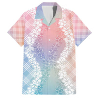 Hawaii Aloha Plumeria Lei Pastel Candy Palaka Family Matching Short Sleeve Bodycon Dress and Hawaiian Shirt - Polynesian Pride