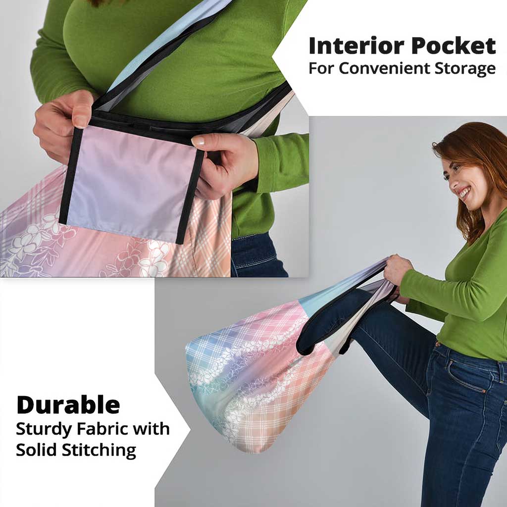 Hawaii Aloha Plumeria Lei Pastel Candy Palaka Grocery Bag - Polynesian Pride