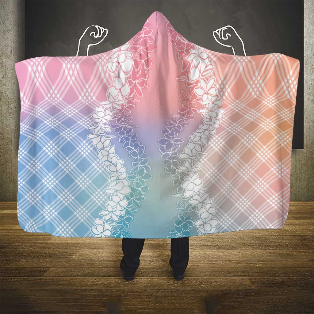 Hawaii Aloha Plumeria Lei Pastel Candy Palaka Hooded Blanket LT7 - Polynesian Pride
