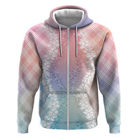 Hawaii Aloha Plumeria Lei Pastel Candy Palaka Hoodie - Polynesian Pride