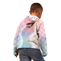 Hawaii Aloha Plumeria Lei Pastel Candy Palaka Kid Hoodie - Polynesian Pride