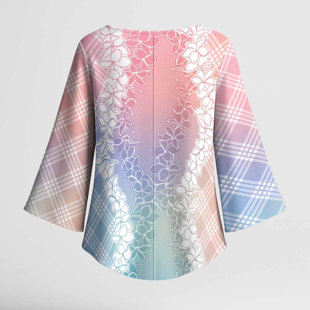 Hawaii Aloha Plumeria Lei Pastel Candy Palaka Kimono Sleeve Blouse LT7 - Polynesian Pride
