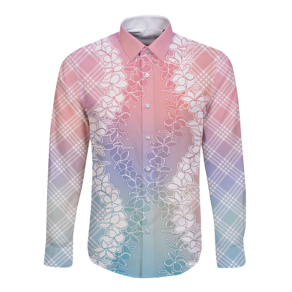 Hawaii Aloha Plumeria Lei Pastel Candy Palaka Long Sleeve Button Shirt LT7 Unisex Pastel - Polynesian Pride
