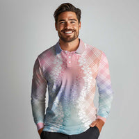 Hawaii Aloha Plumeria Lei Pastel Candy Palaka Long Sleeve Polo Shirt LT7 - Polynesian Pride
